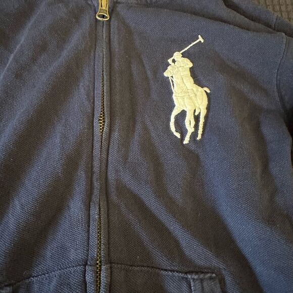 Polo Ralph Lauren | Navy Cotton Big Logo Zip Hoodie Jacket | 7 - Picture 5 of 7